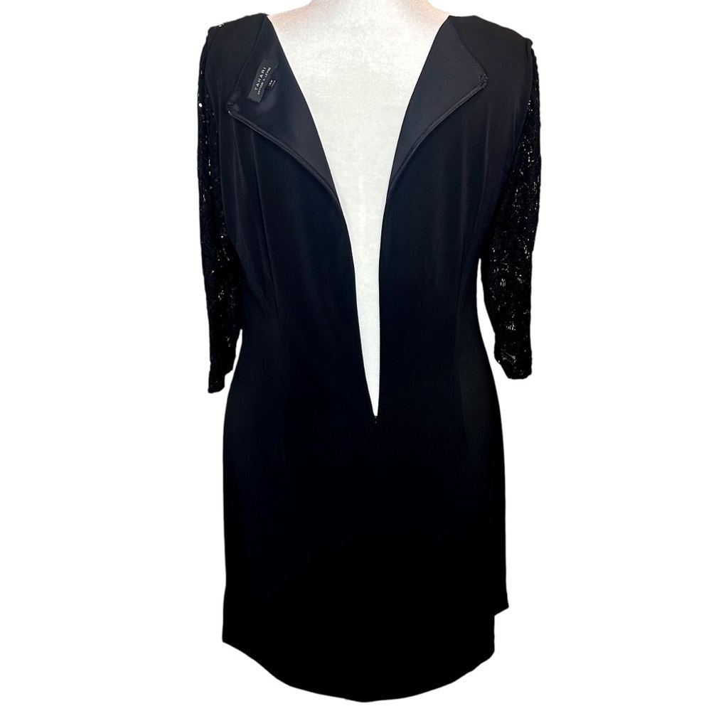 Tahari ASL Black Lace Cocktail Dress with Side Ruching Plus Size 14W - Picture 8 of 12